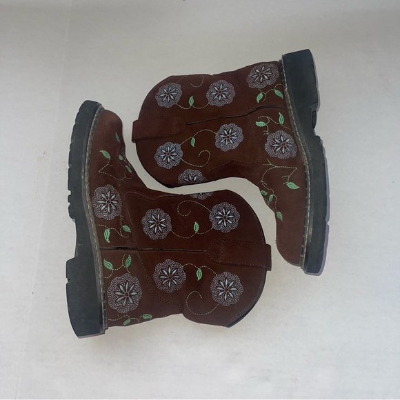 Roper Women's 7 Brown Suede Chunk Floral Embroidered Cowboy Western Boots - Picture 5 of 6